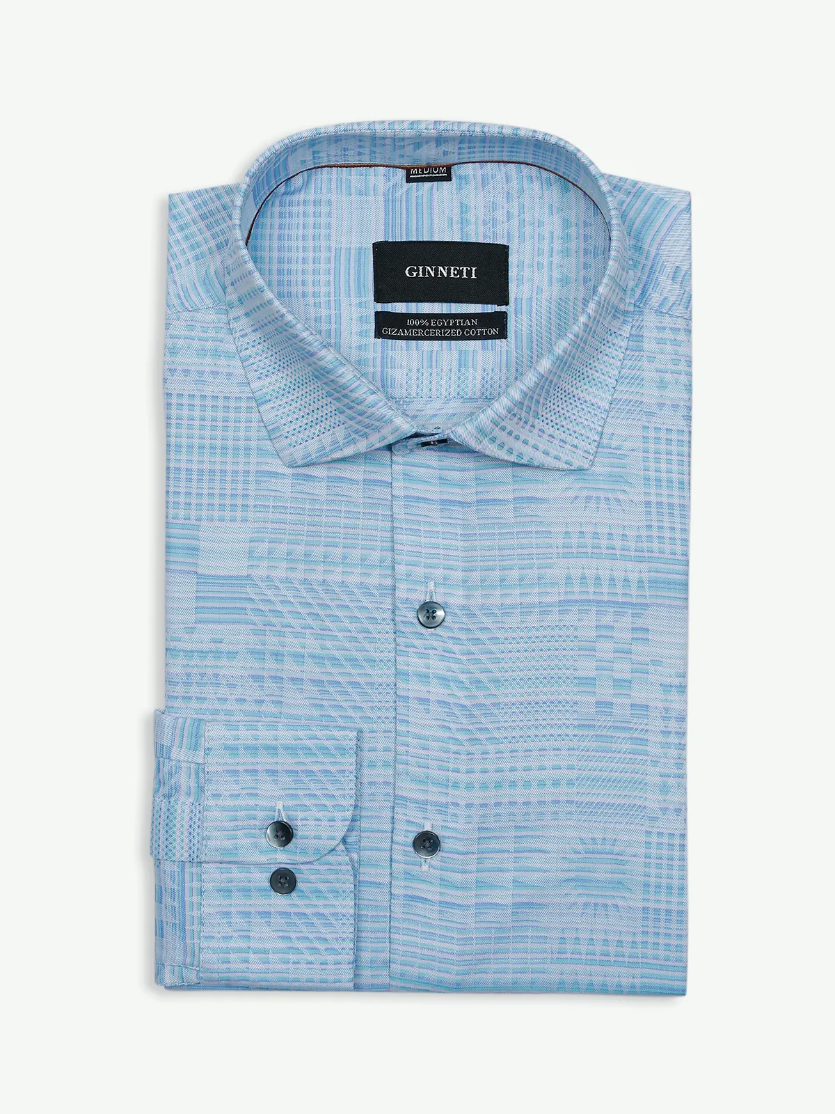 Ginneti sky blue cotton textured shirt