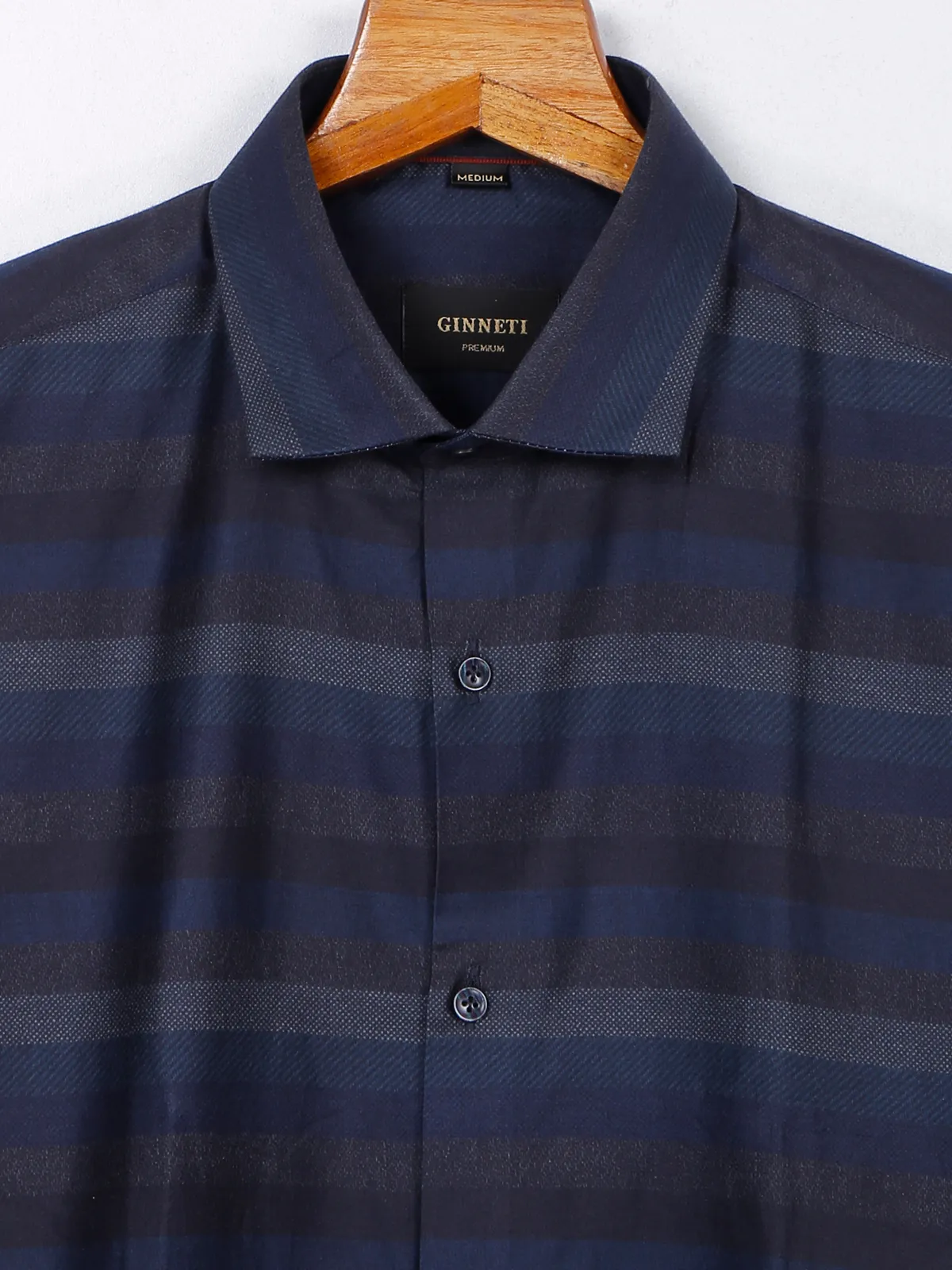 Ginneti stripe navy and grey cotton shirt