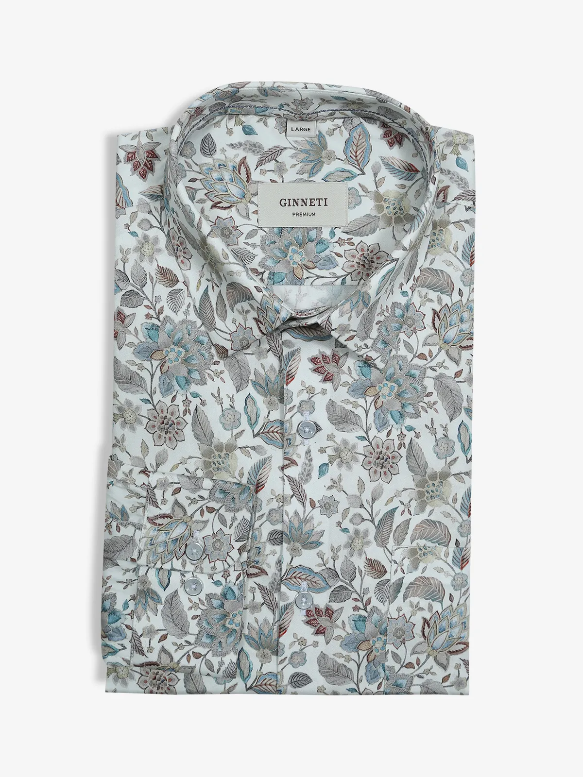 GINNETI white printed shirt for partywear