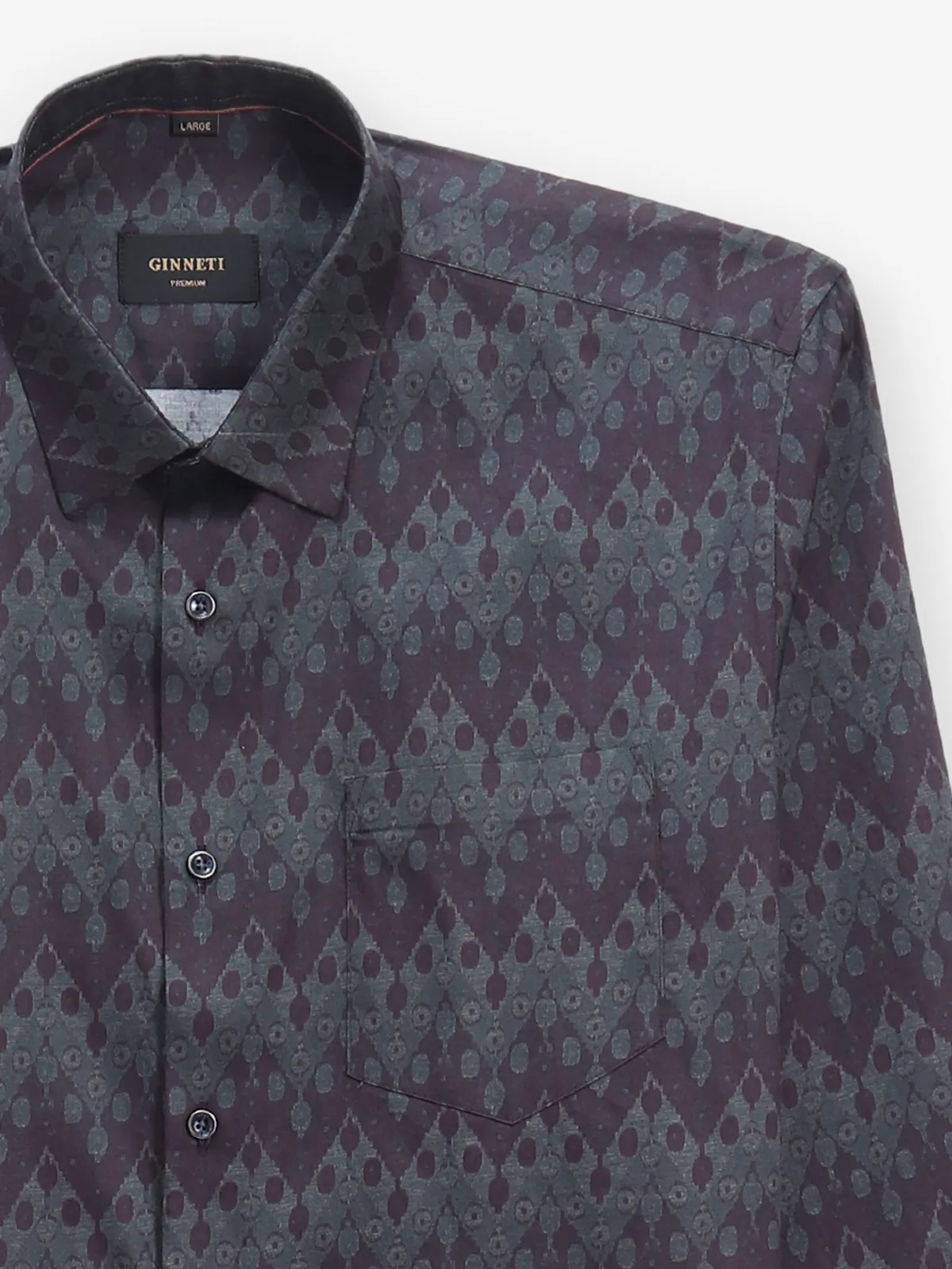 GINNETI wine silk printed shirt