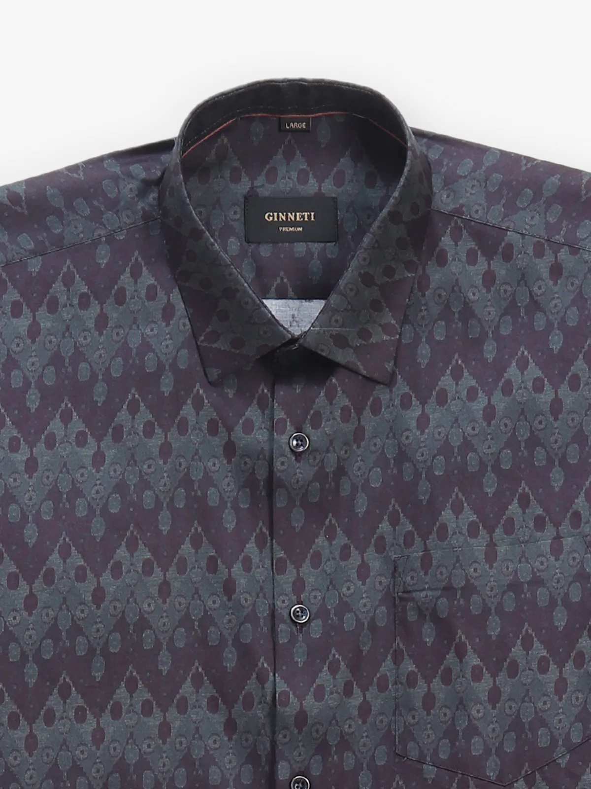 GINNETI wine silk printed shirt
