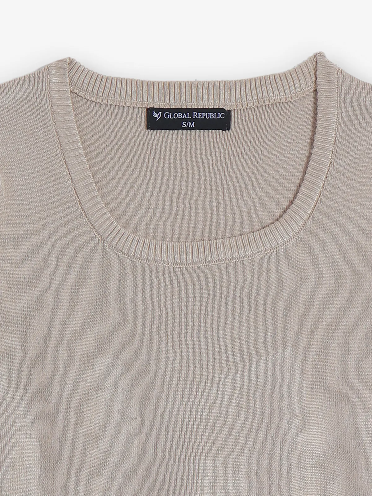 GLOBAL REPUBLIC beige knitted crop top