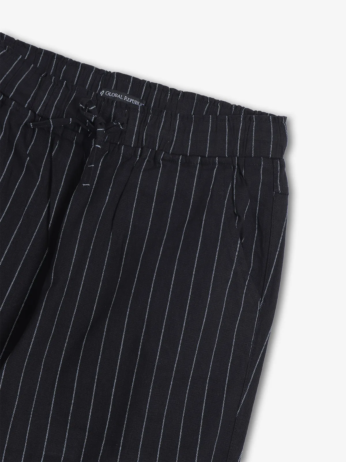 GLOBAL REPUBLIC black cotton stripe pant