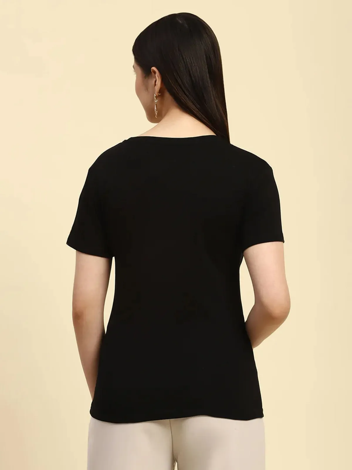GLOBAL REPUBLIC black cotton t-shirt for women