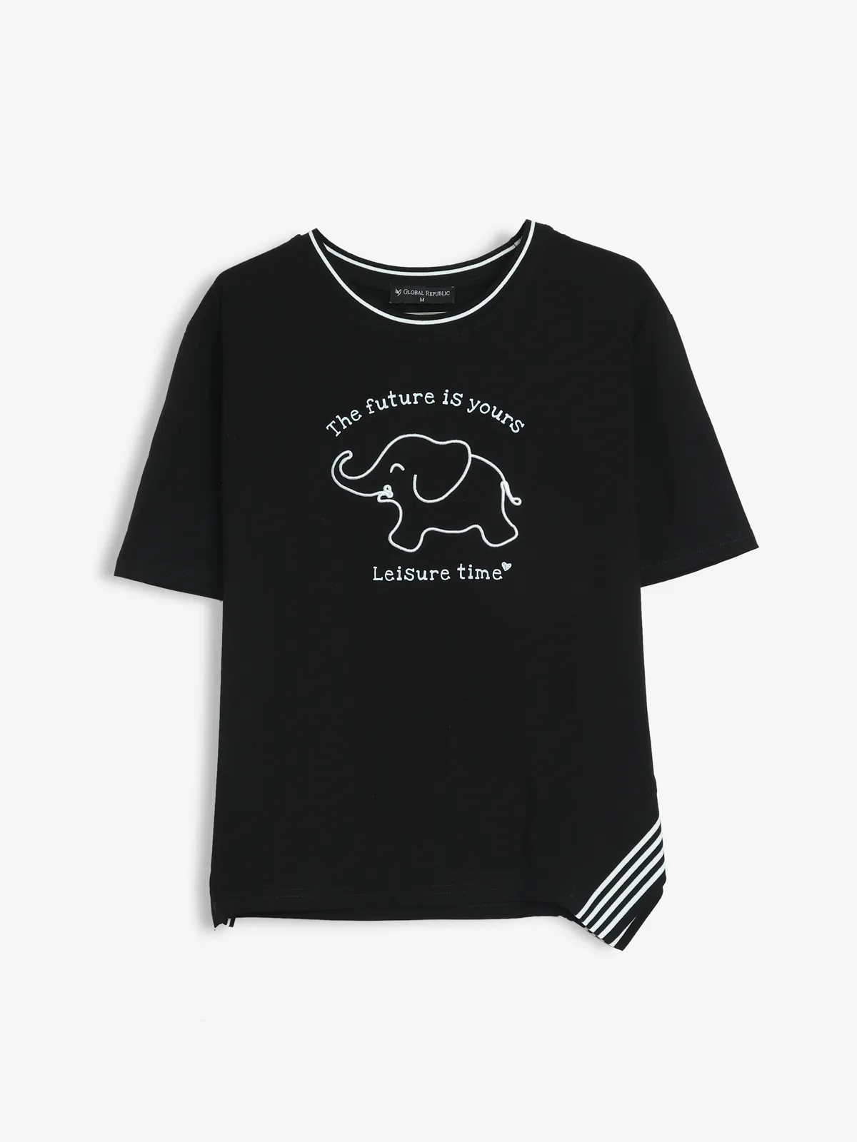 GLOBAL REPUBLIC black printed top