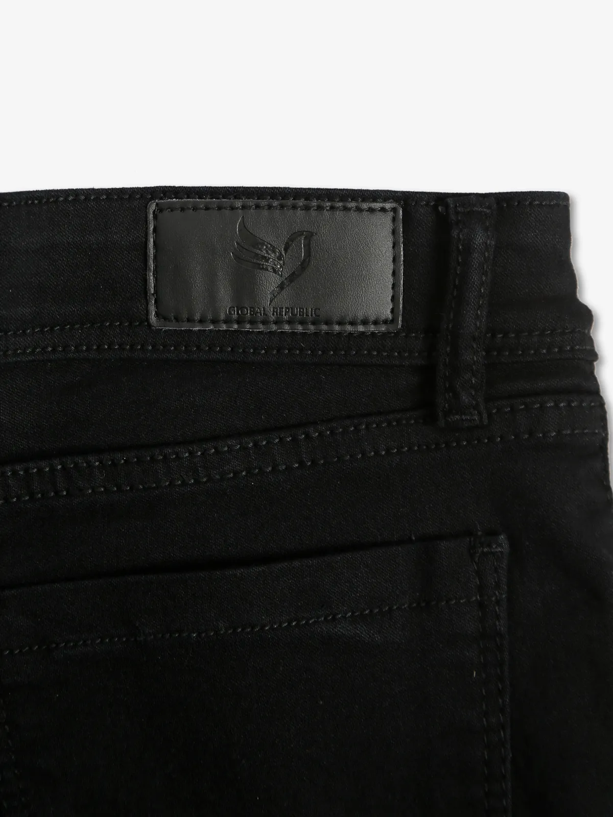 Global Republic black solid straight fit jeans