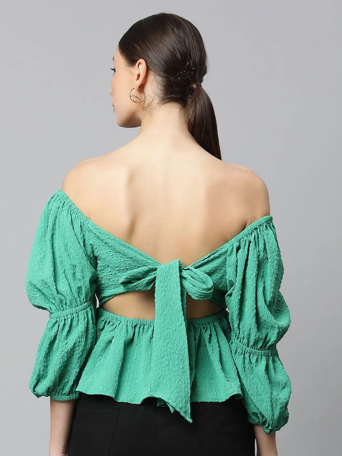 GLOBAL REPUBLIC green peplum top