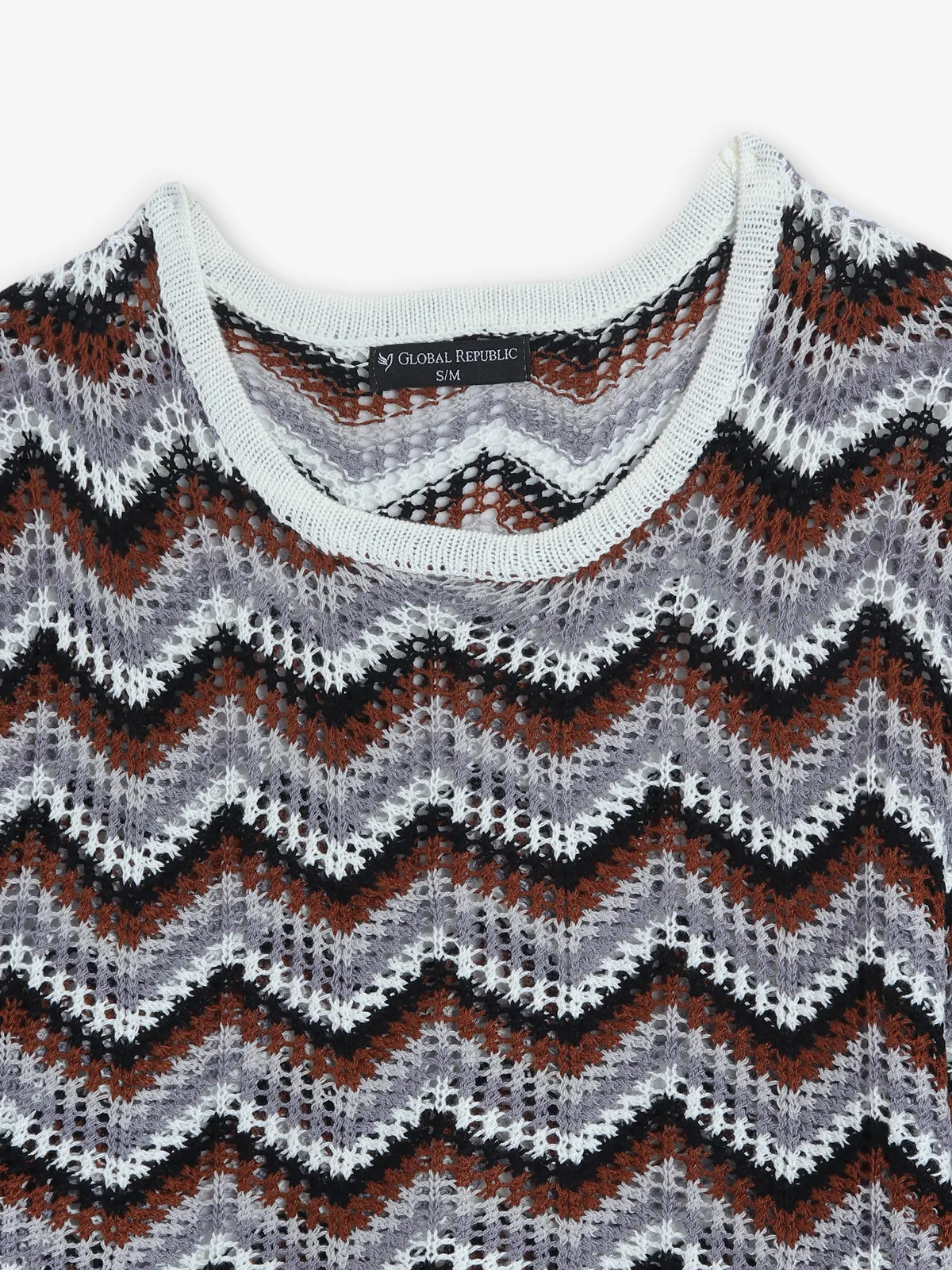 GLOBAL REPUBLIC grey zigzag top