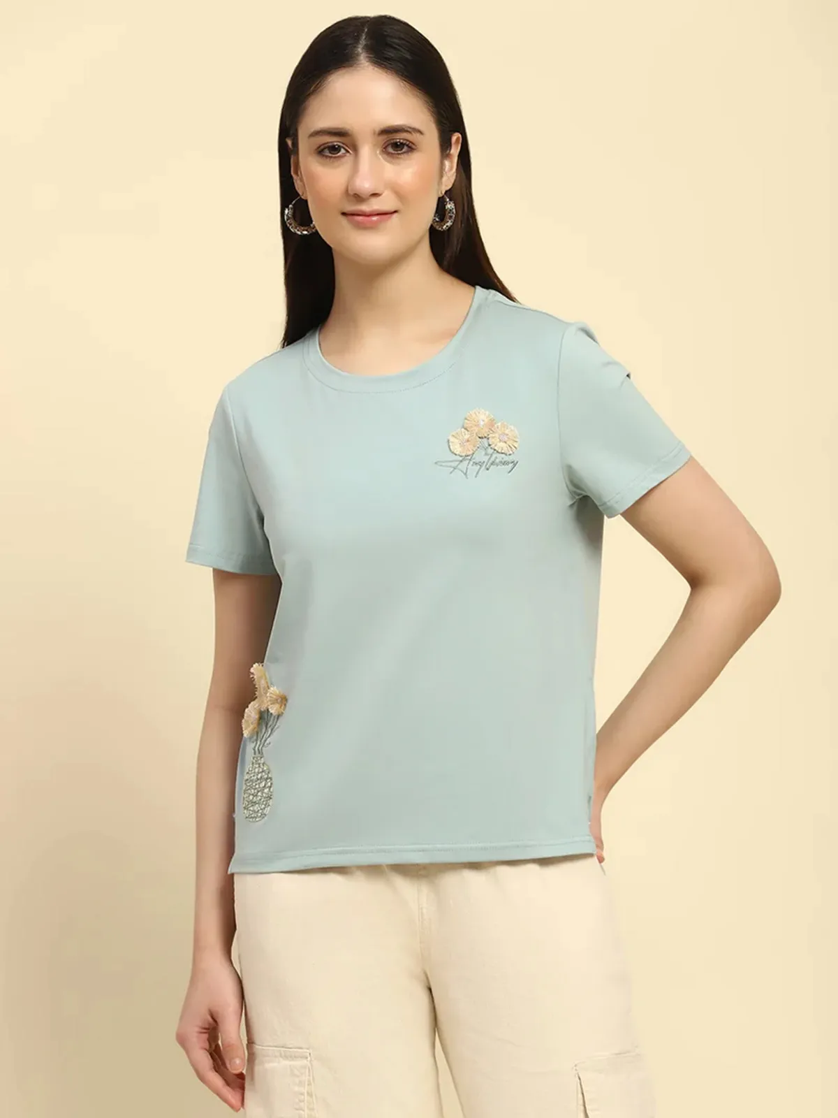 GLOBAL REPUBLIC mint green cotton t-shirt