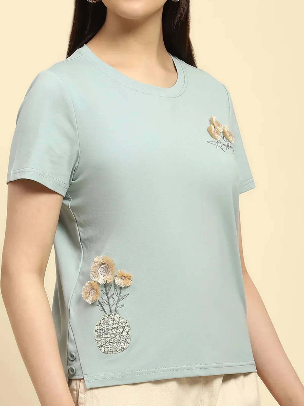 GLOBAL REPUBLIC mint green cotton t-shirt