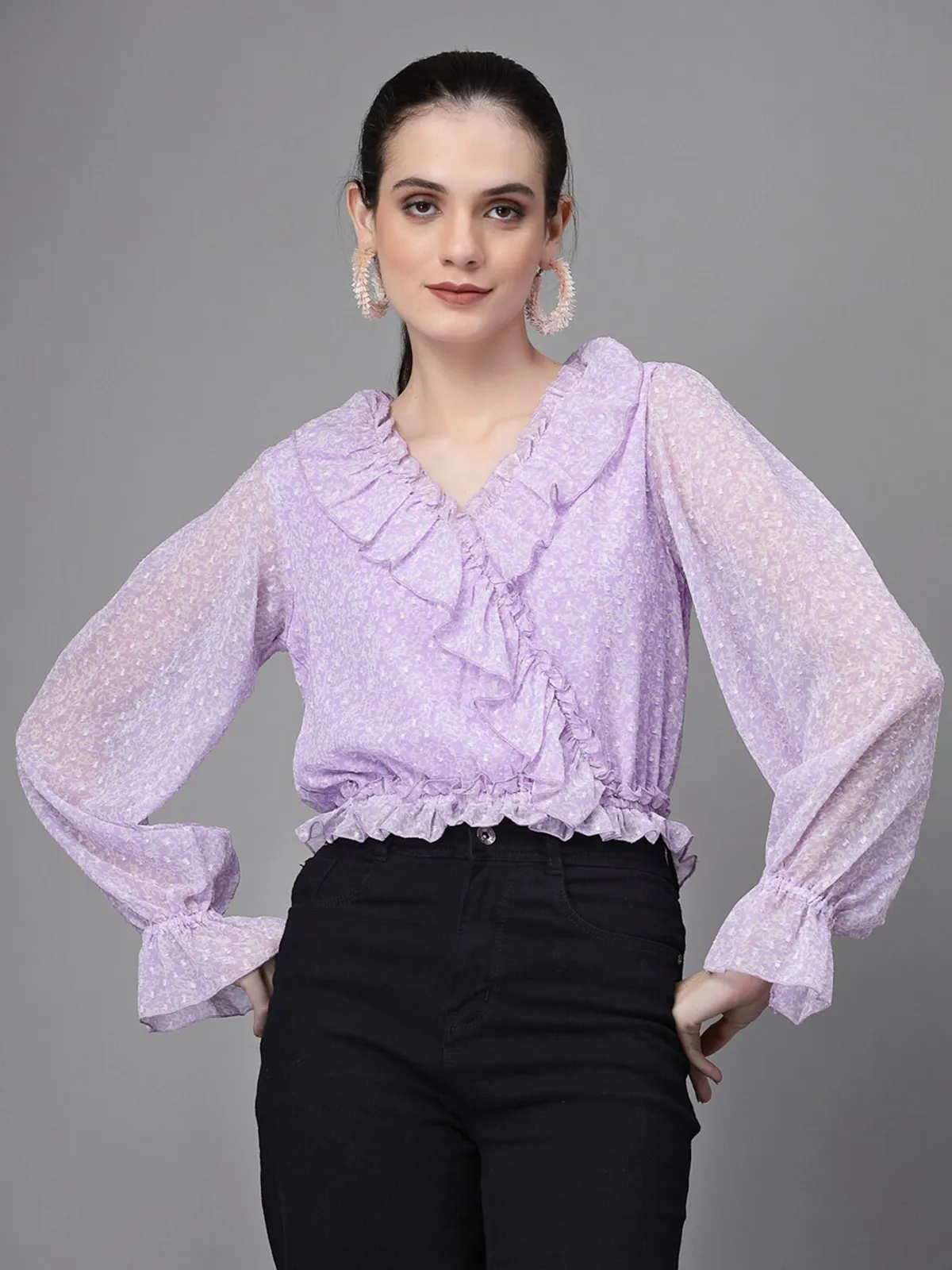 GLOBAL REPUBLIC purple printed top