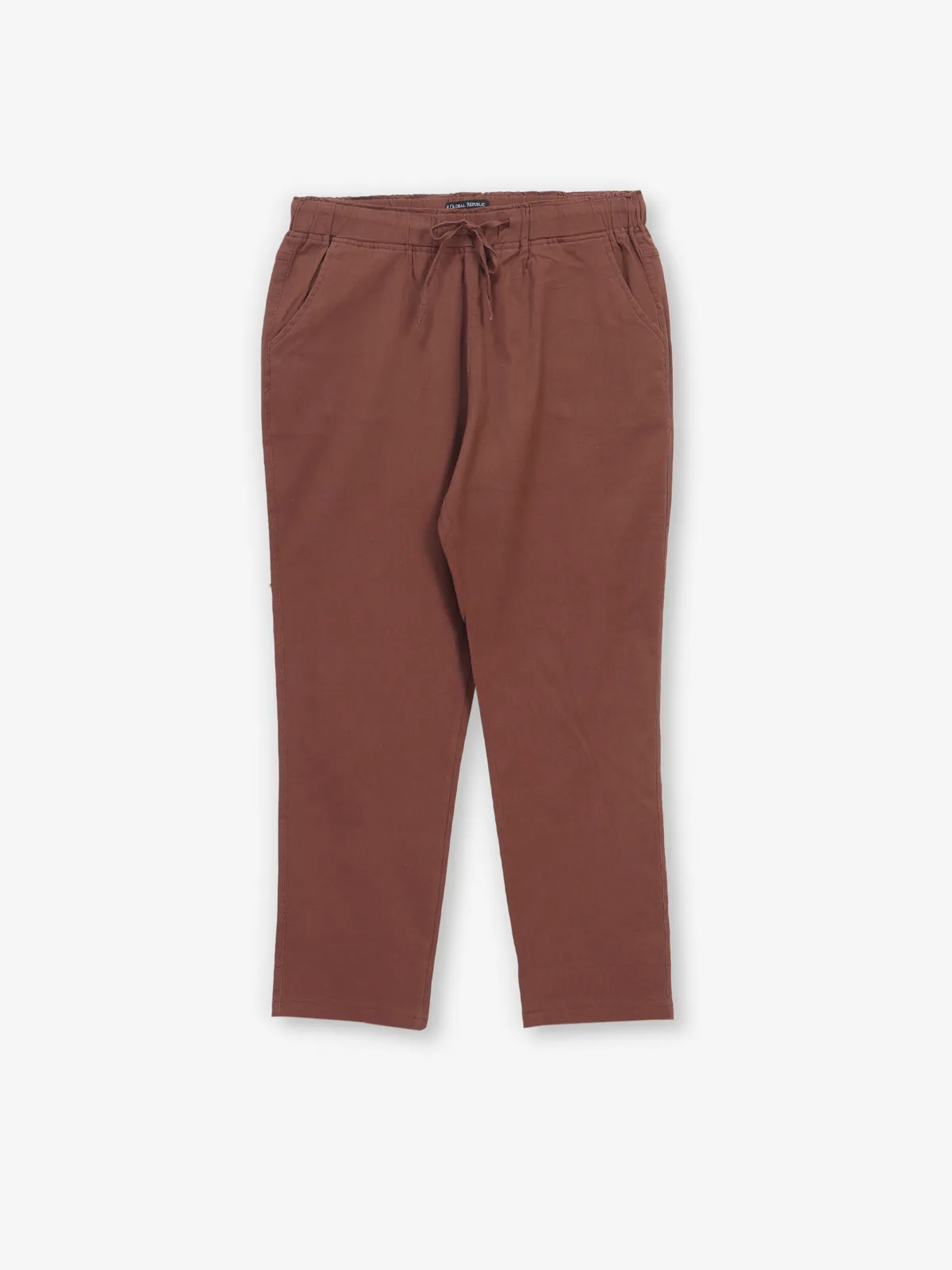 GLOBAL REPUBLIC solid brown cotton pant