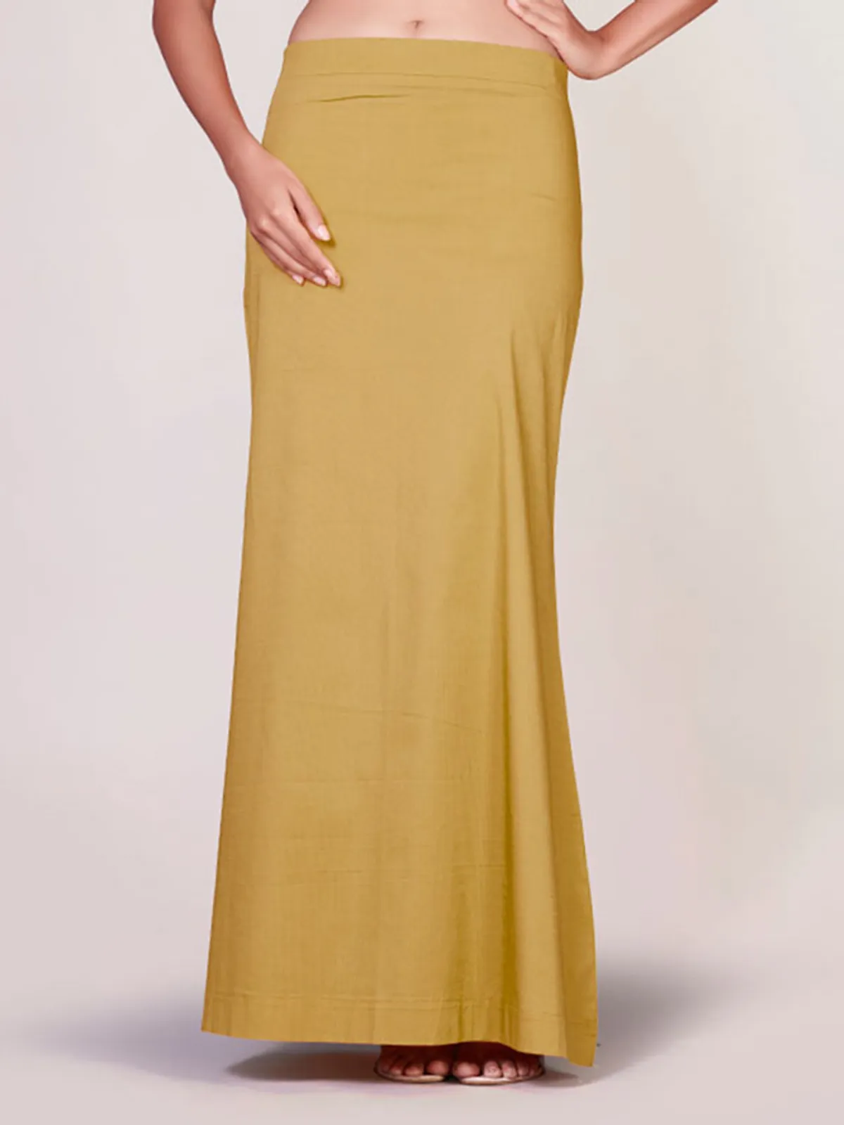Gold color lycra cotton saree shapewear