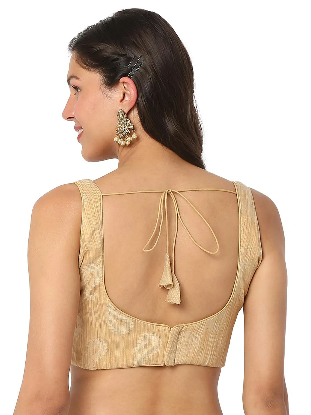 Gold cotton sleeveless blouse