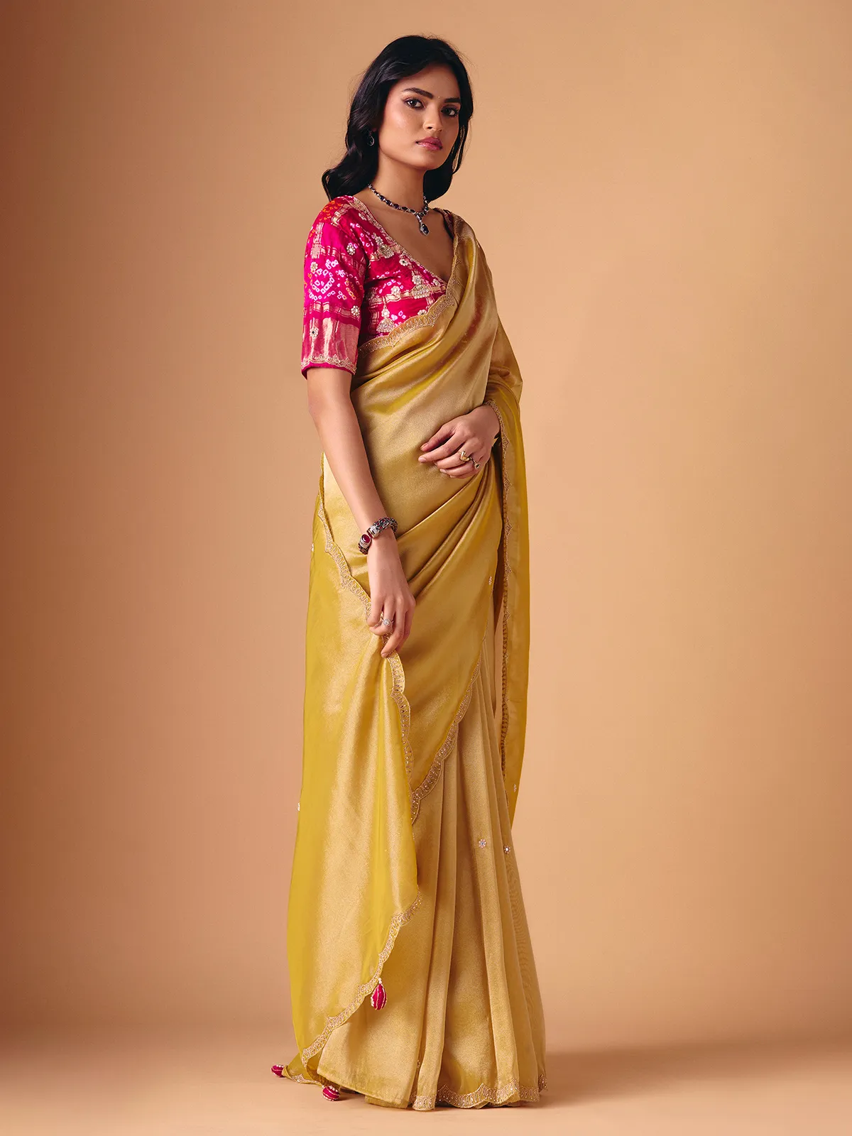 Gold tissue silk festive wear saree