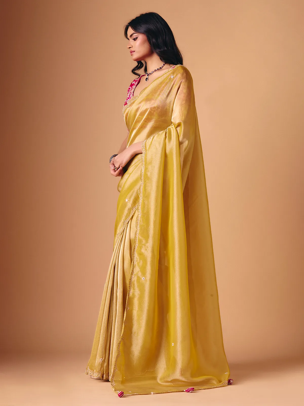 Gold tissue silk festive wear saree