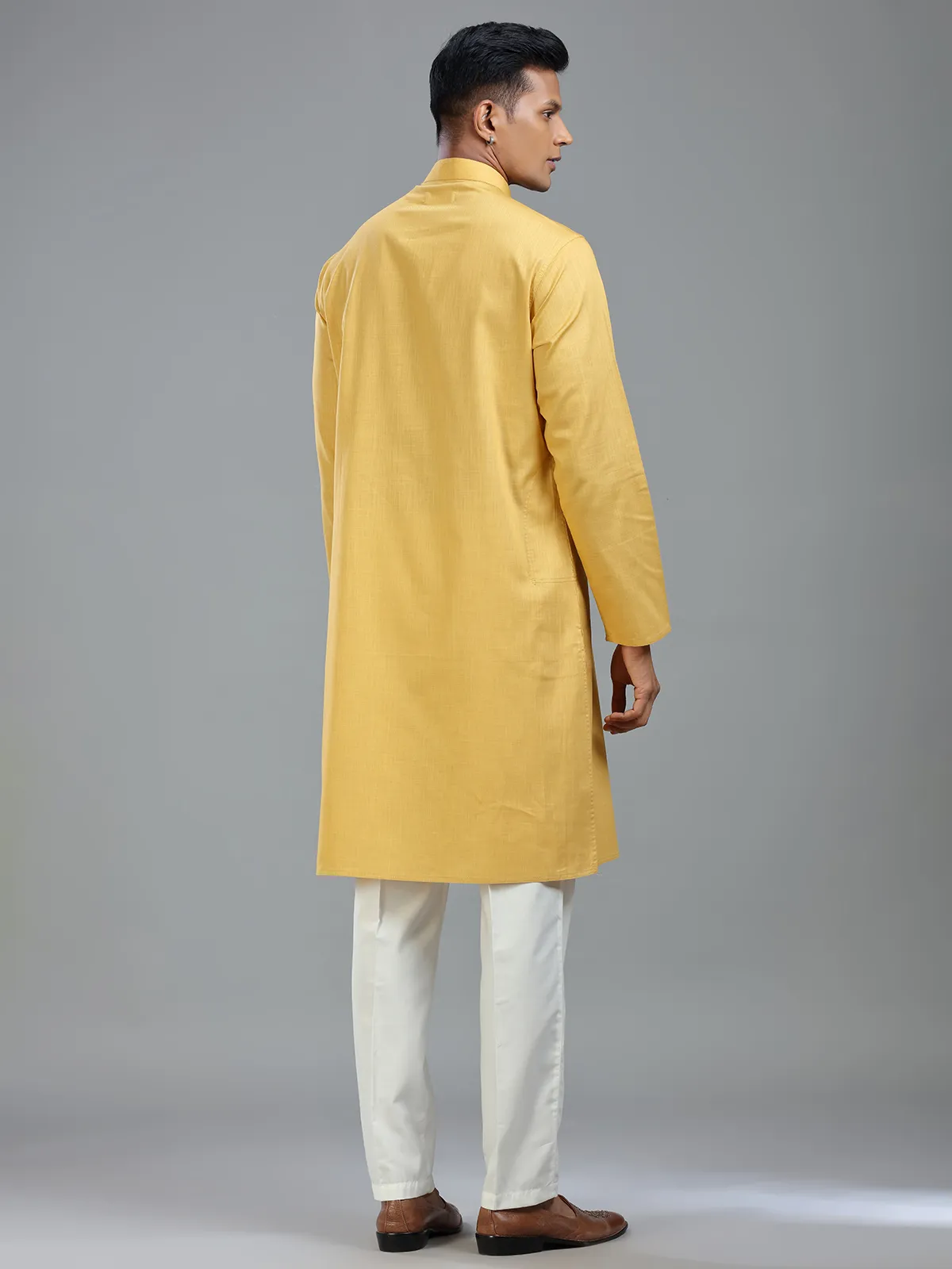 Golden ethnic finest cotton kurta suit for men