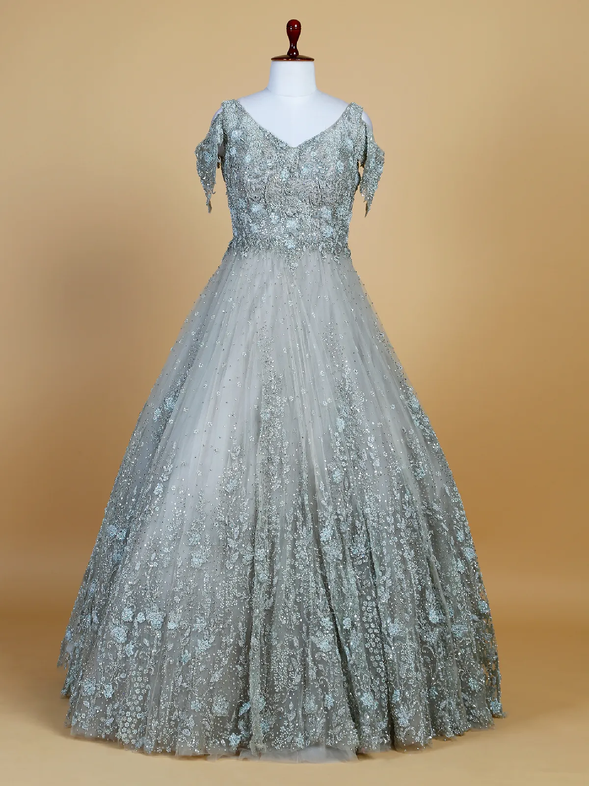 Gorgeous grey net designer gown-G3-WGO2462 | United States