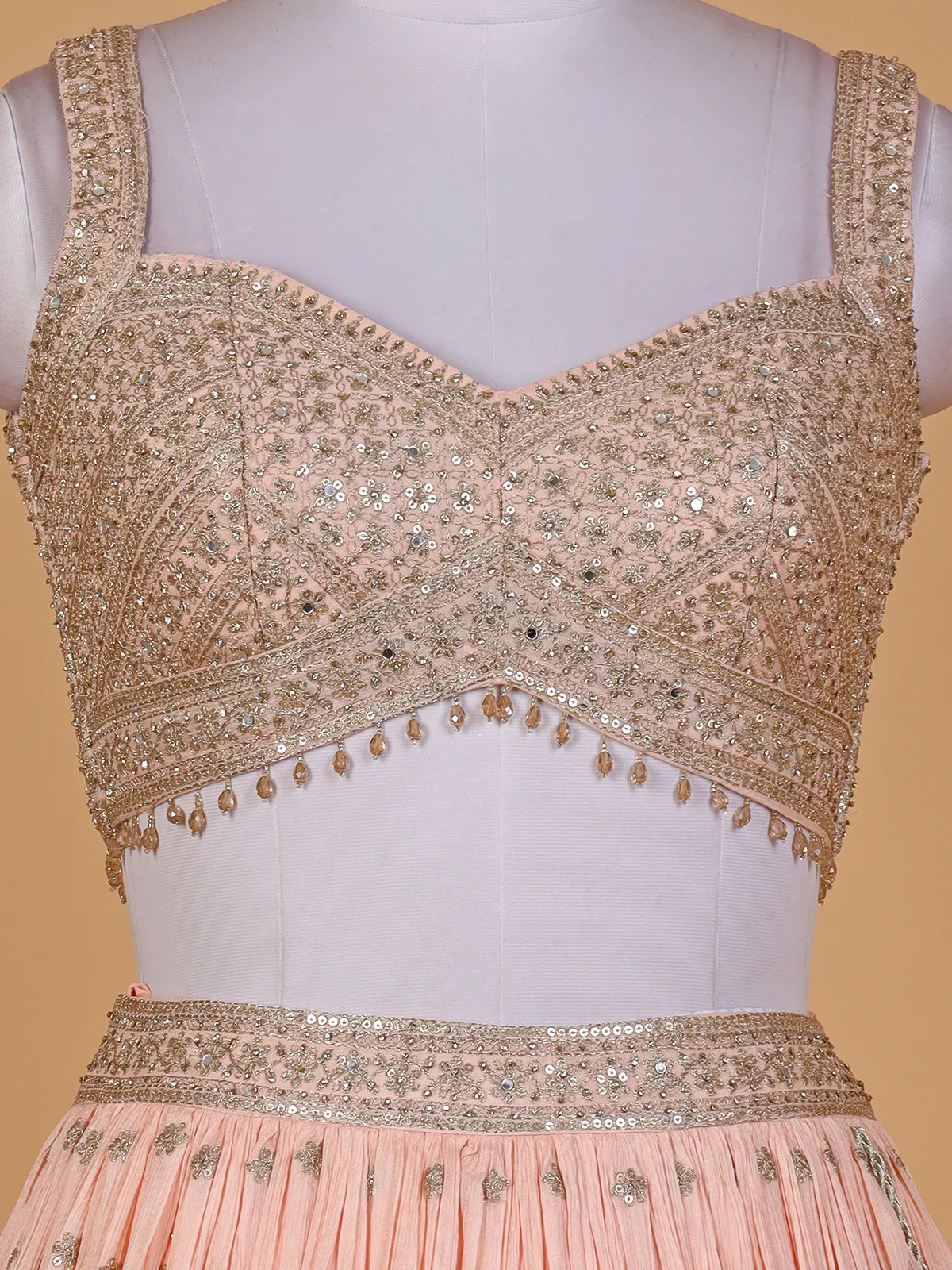 Gorgeous peach lehenga choli with dupatta