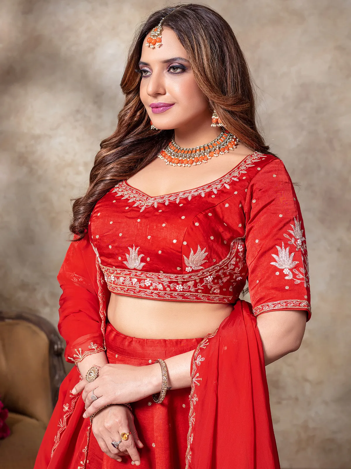 Gorgeous red silk lehenga choli