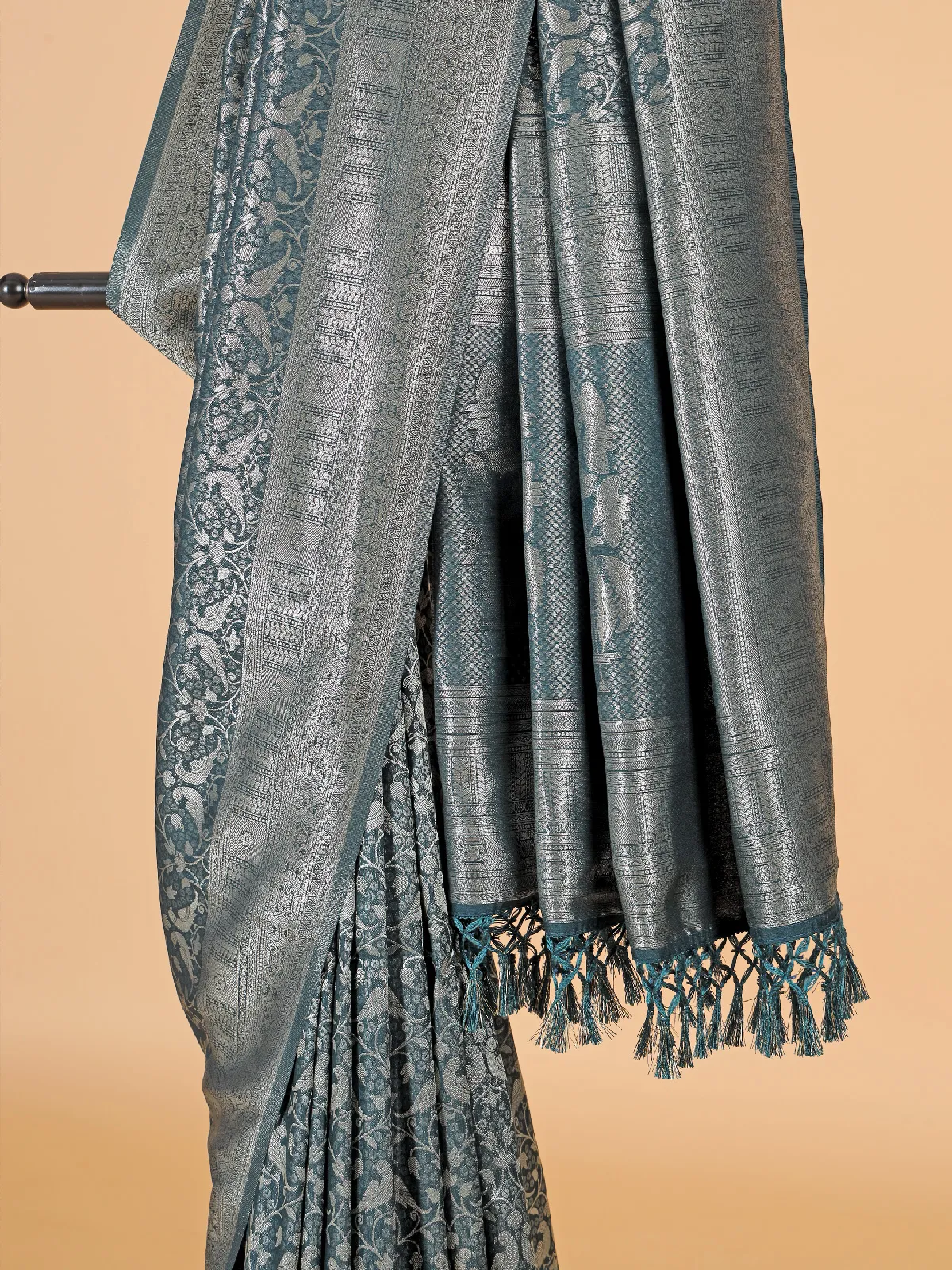 Gorgeous silk saree in peacock blue