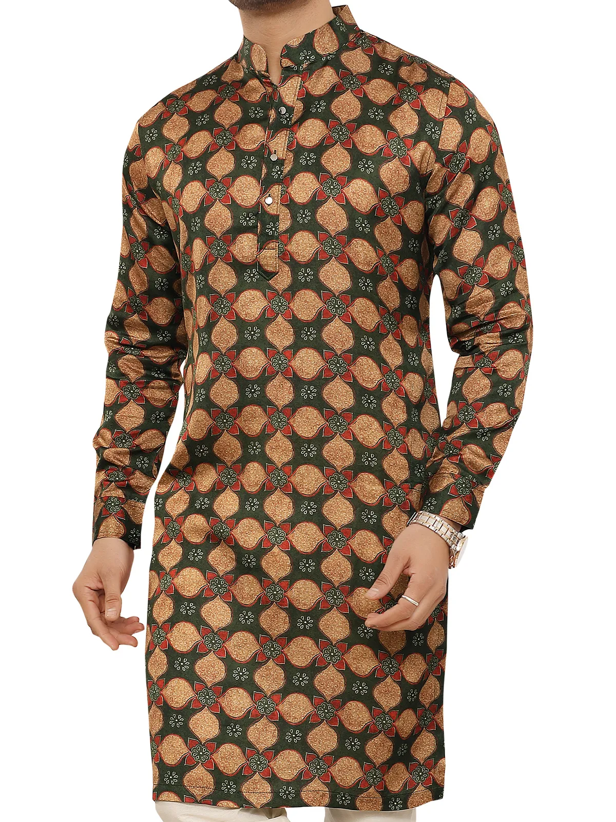 Green kurta in stylish print pattern
