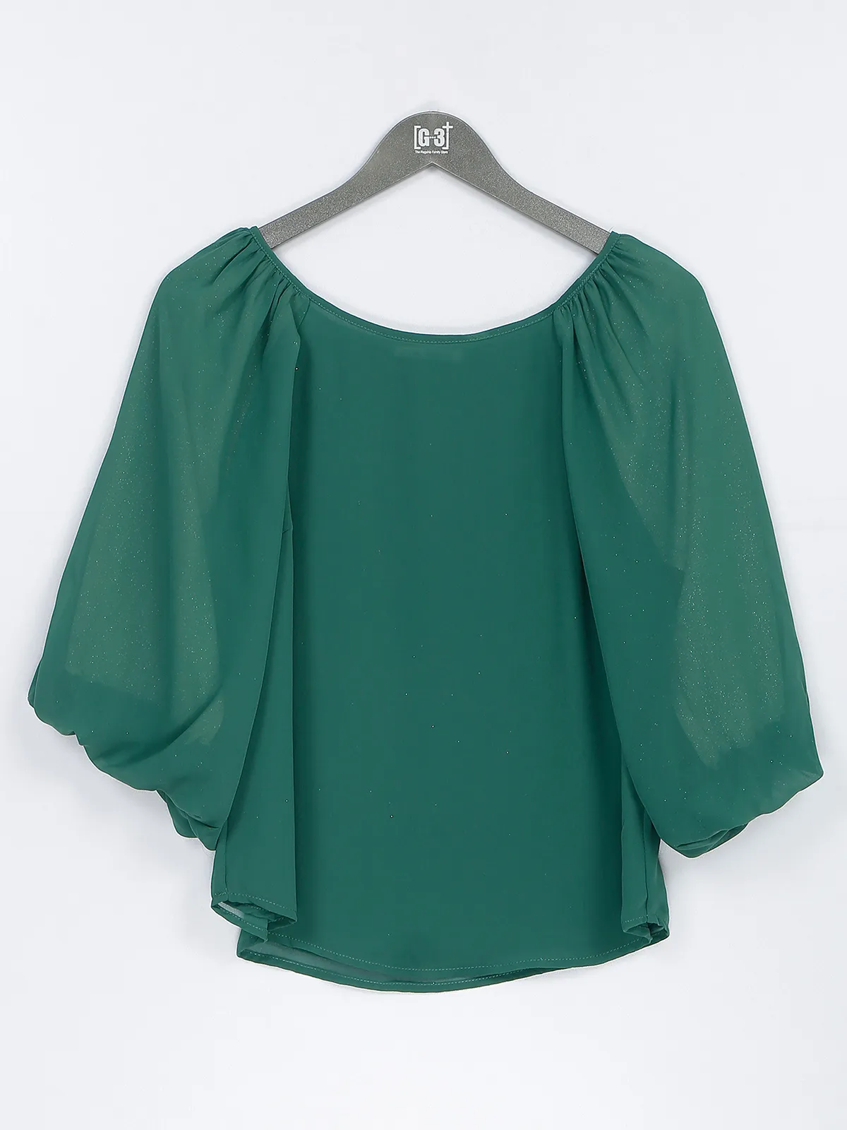 Green shaded plain georgette top