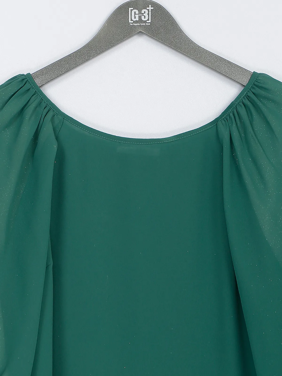 Green shaded plain georgette top