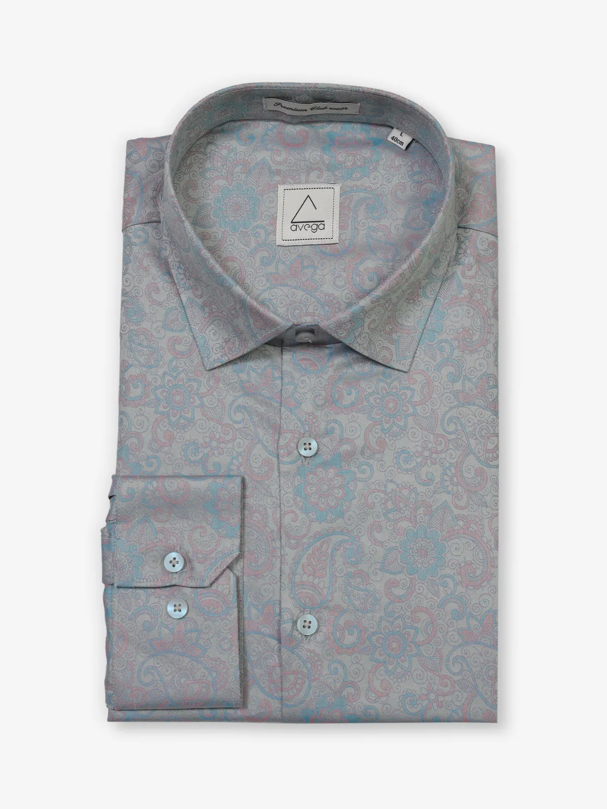 Grey cotton ethnic printed shirt