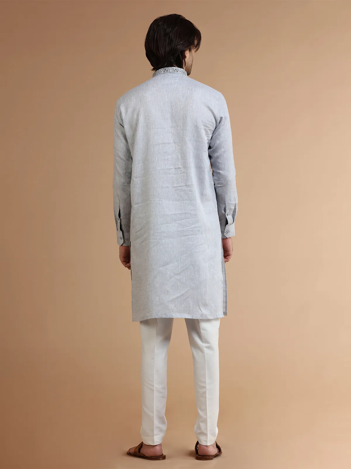 Grey linen festive  Men Kurta pajama