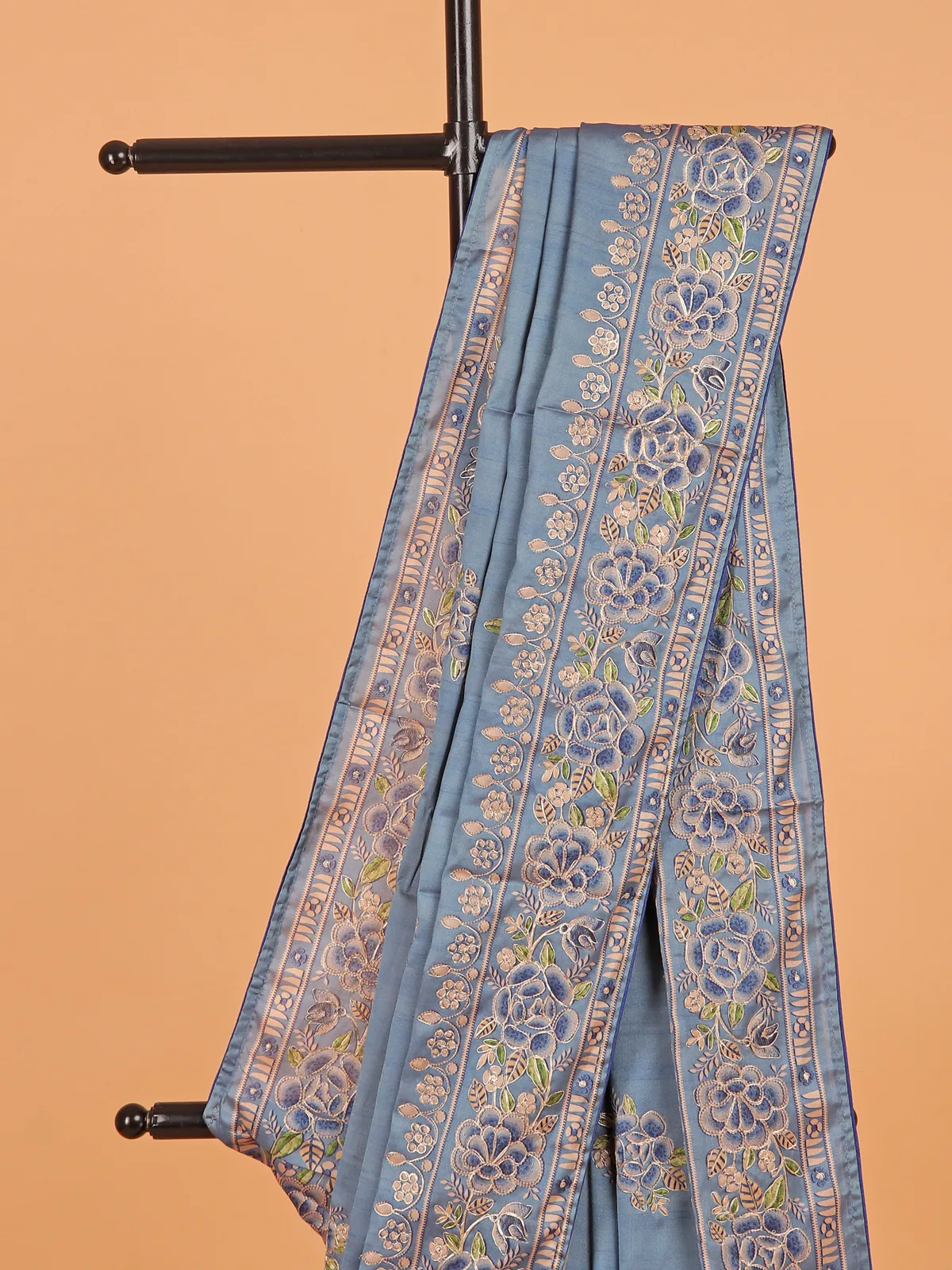 Grey semi tusser silk saree for women