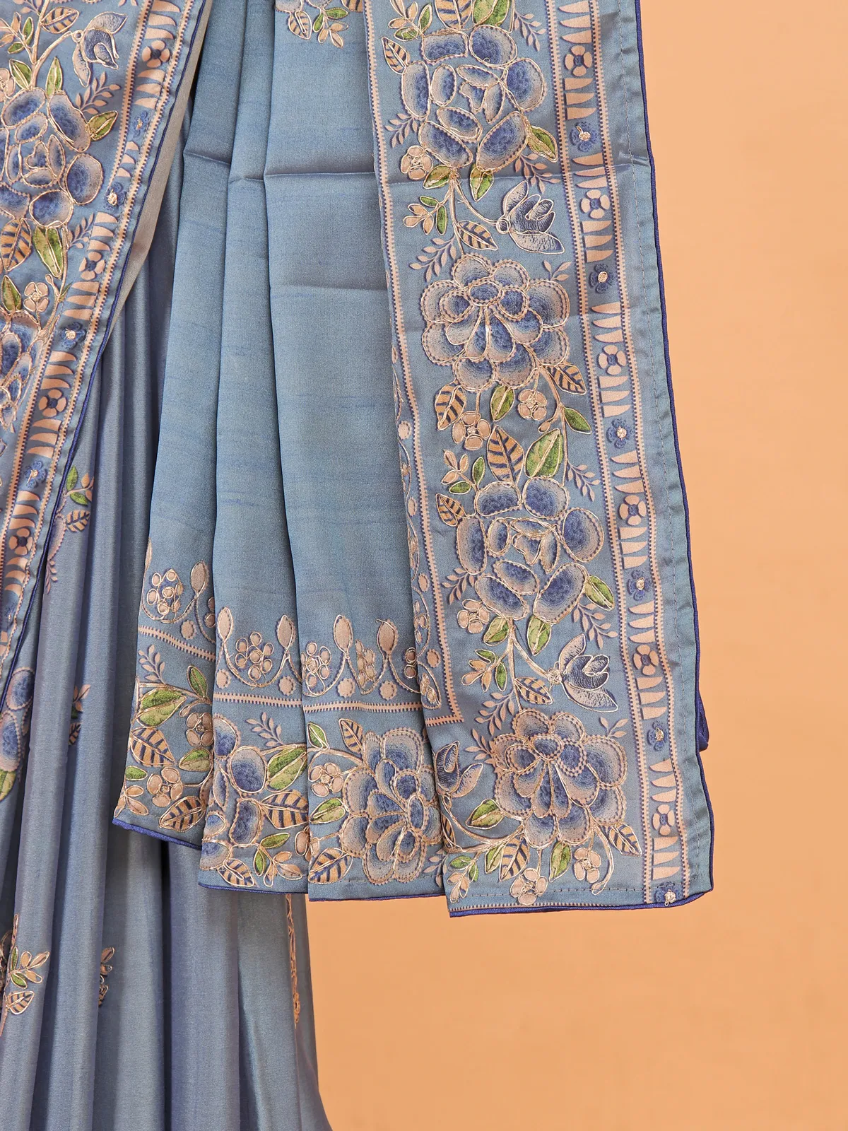 Grey semi tusser silk saree for women