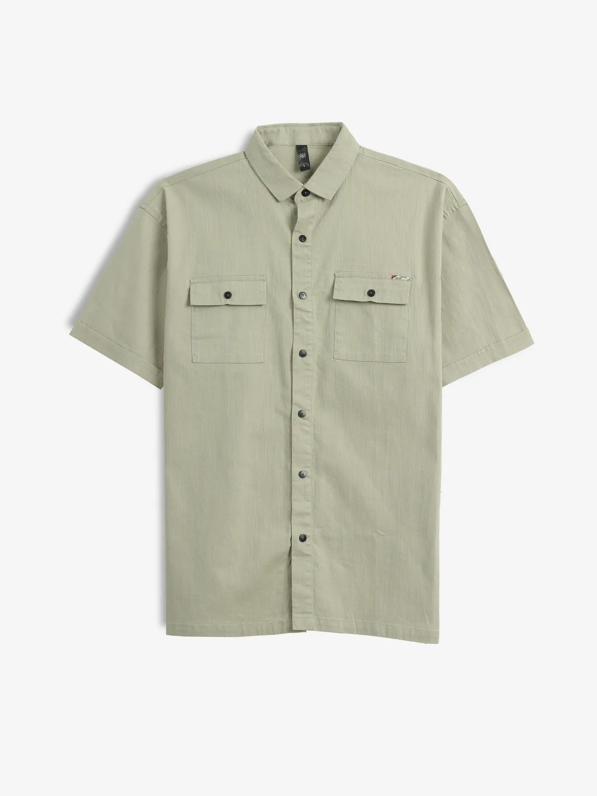 GS78 beige cotton plain shirt