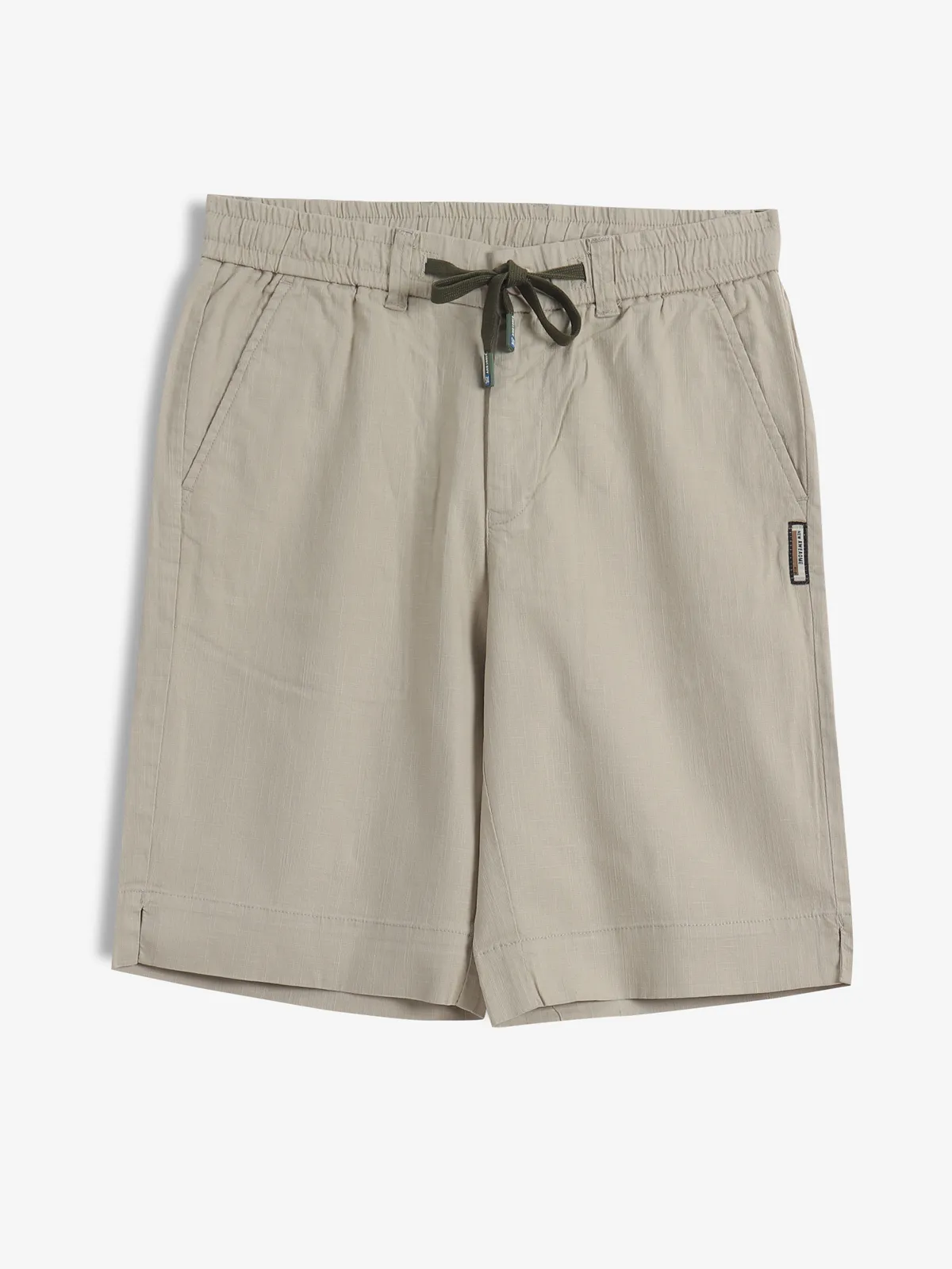 GS78 beige solid cotton shorts