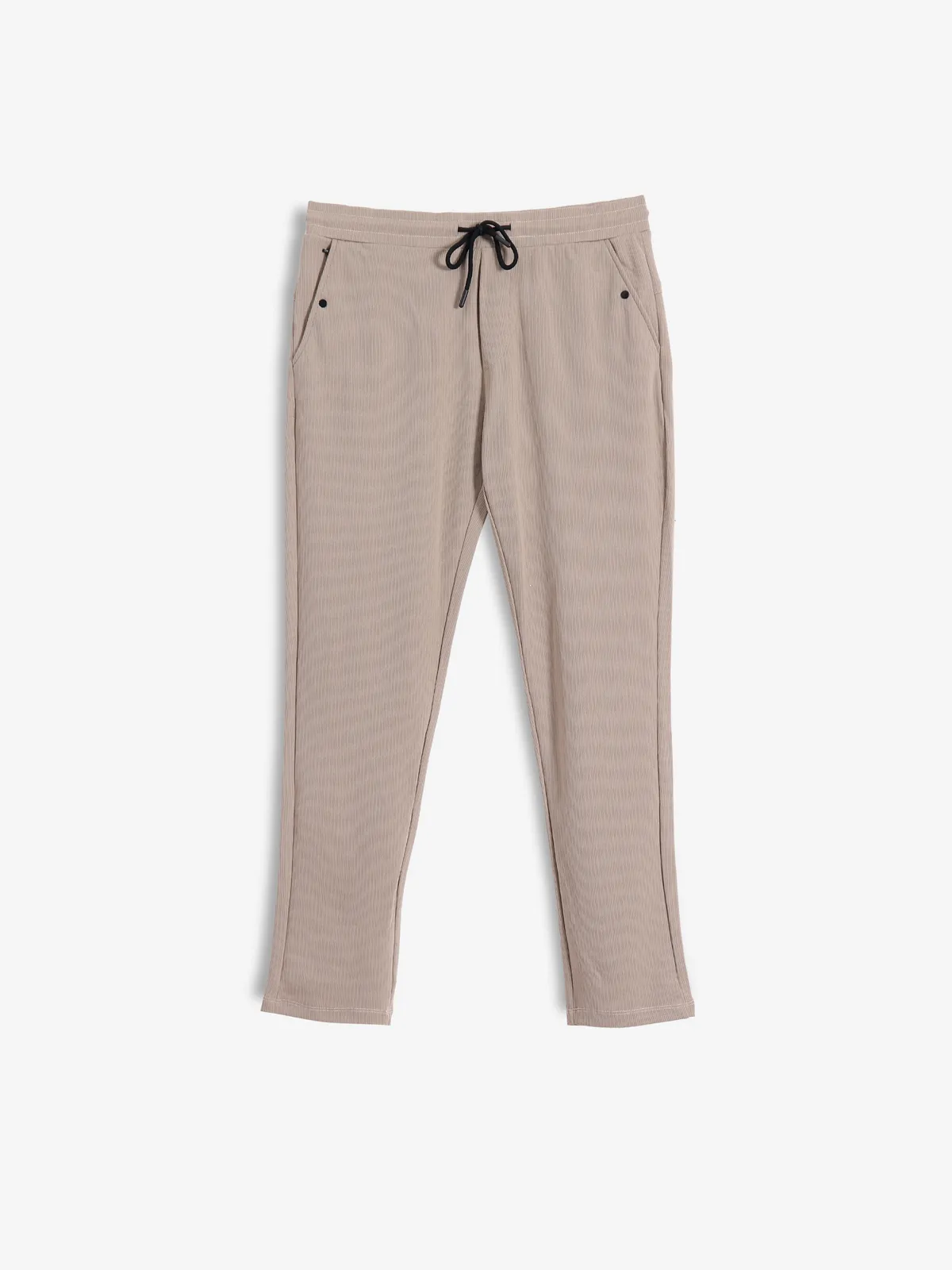 GS78 beige solid track pant in cotton