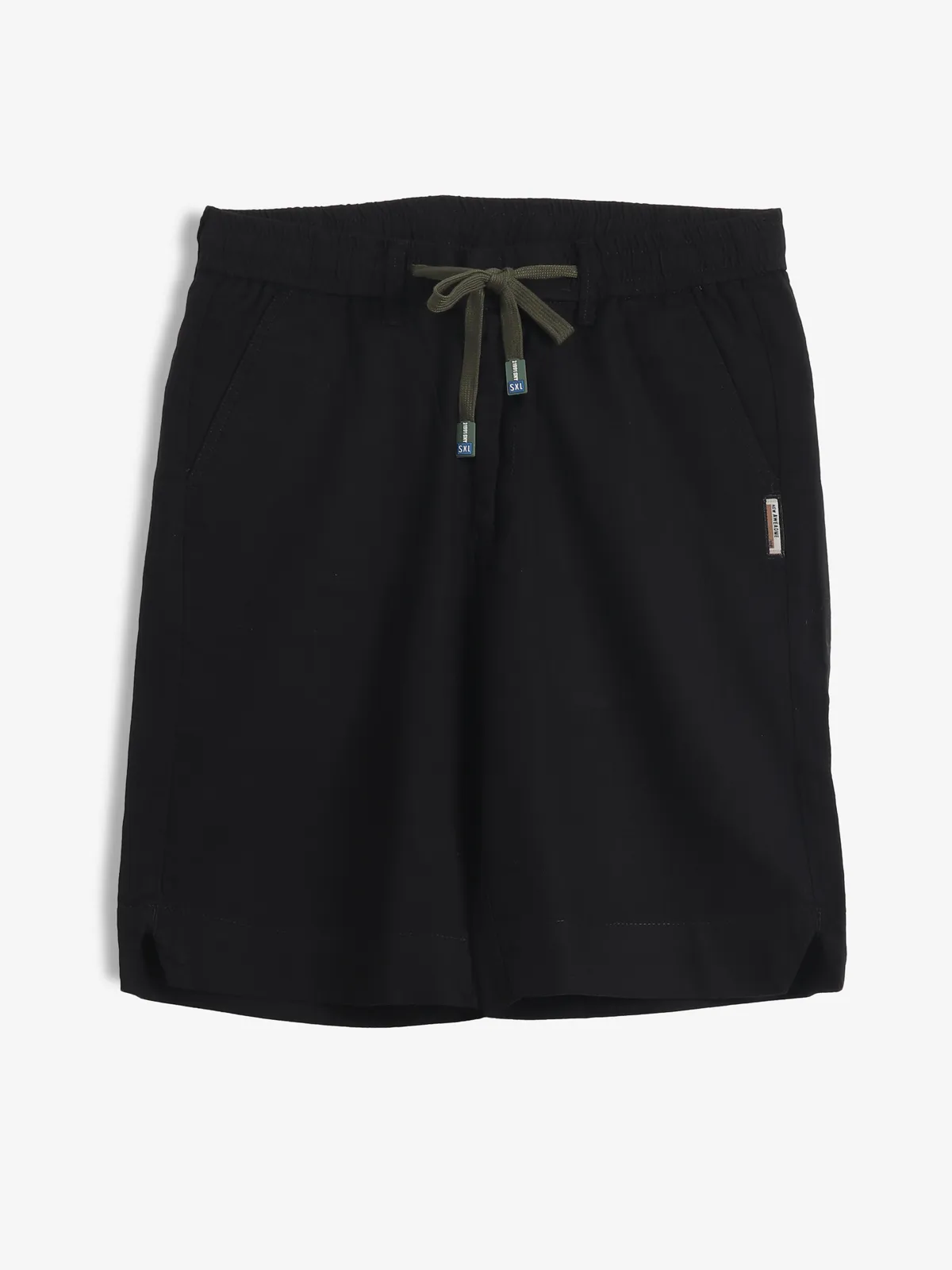 GS78 black cotton solid shorts