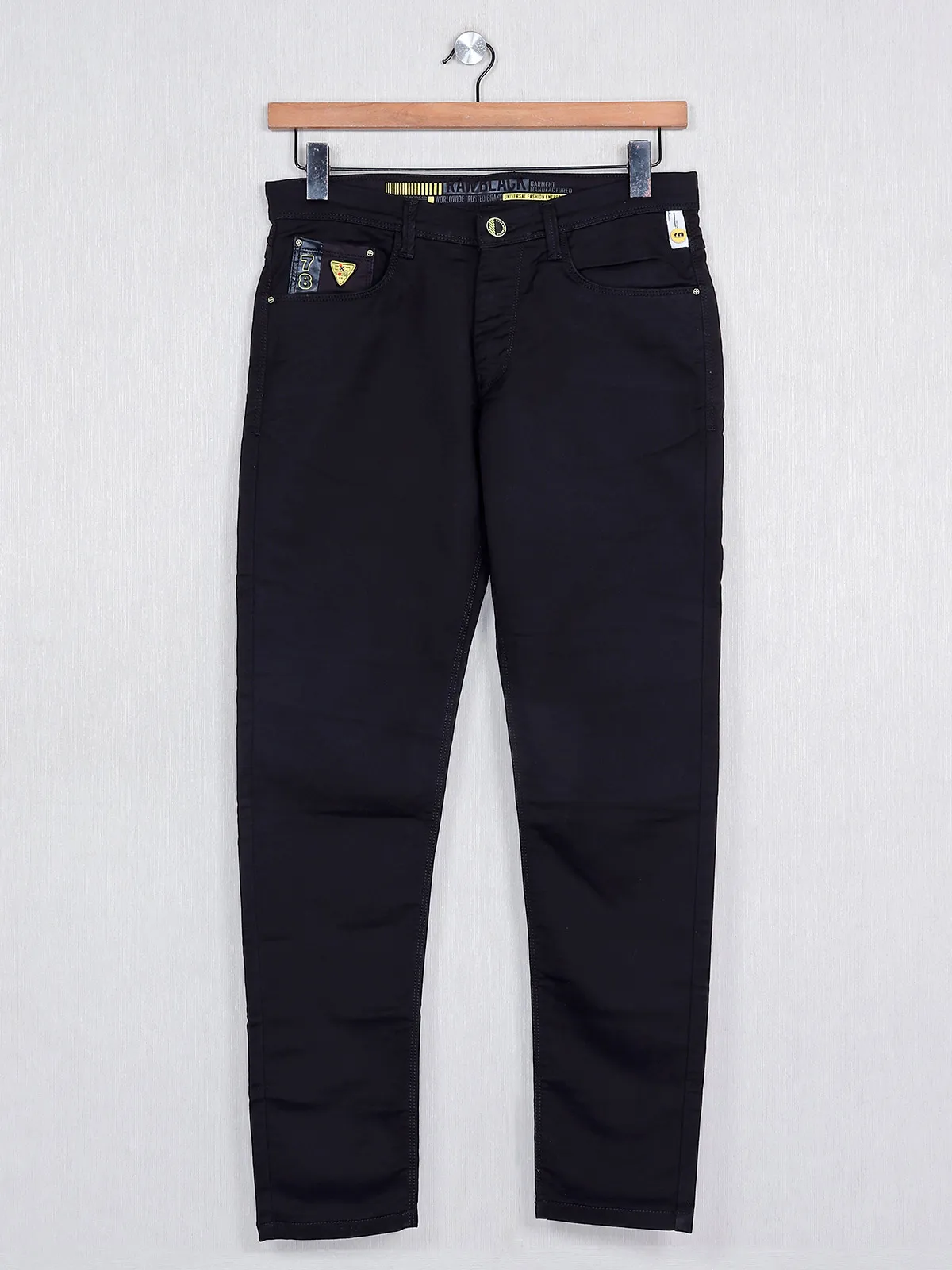 GS78 black solid mens denim jeans