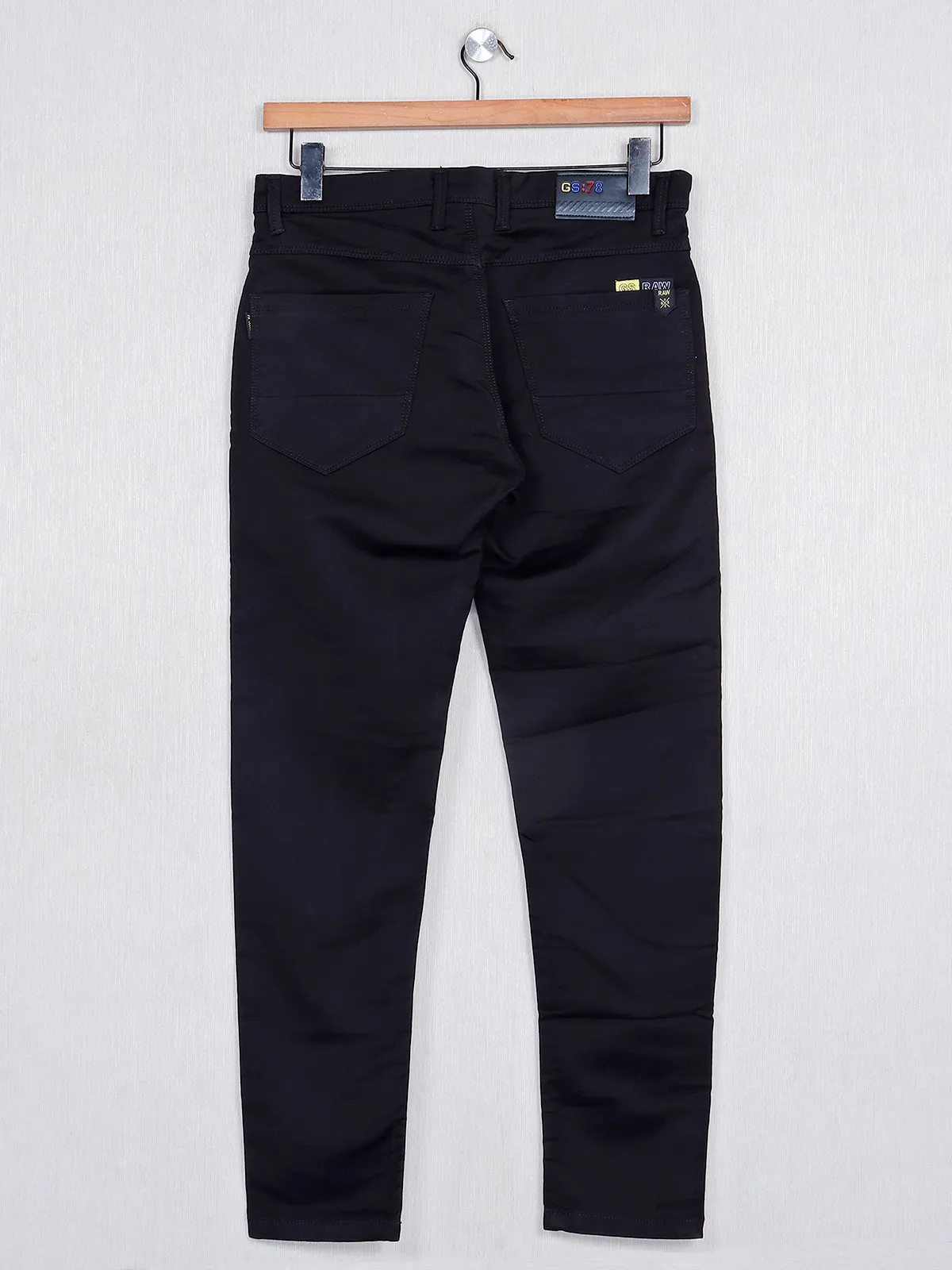 GS78 black solid mens denim jeans