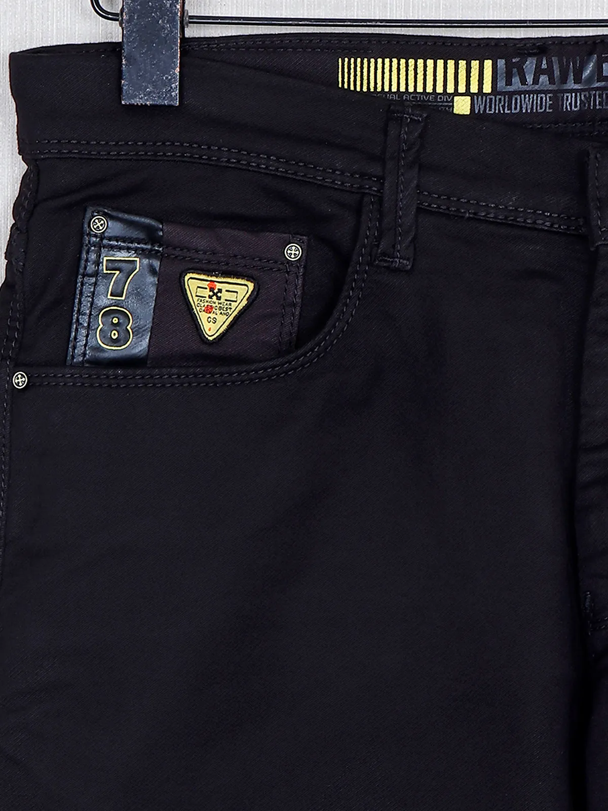 GS78 black solid mens denim jeans