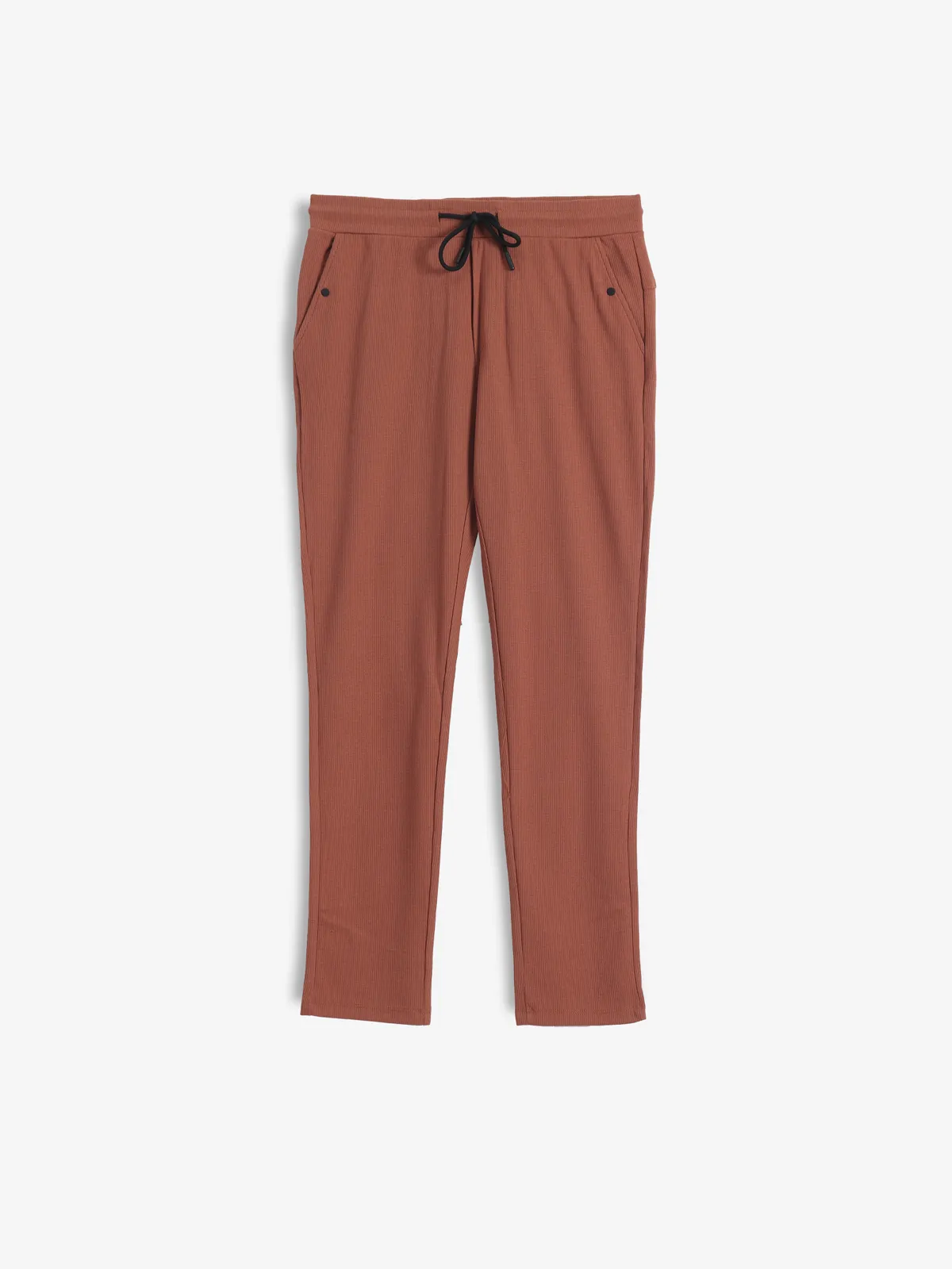 GS78 brown cotton solid track pant