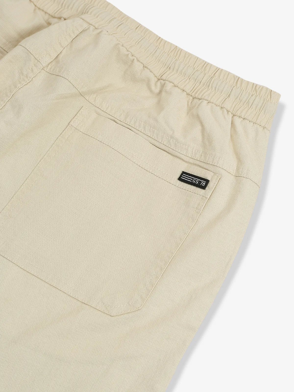 GS78 cream solid cotton track pant