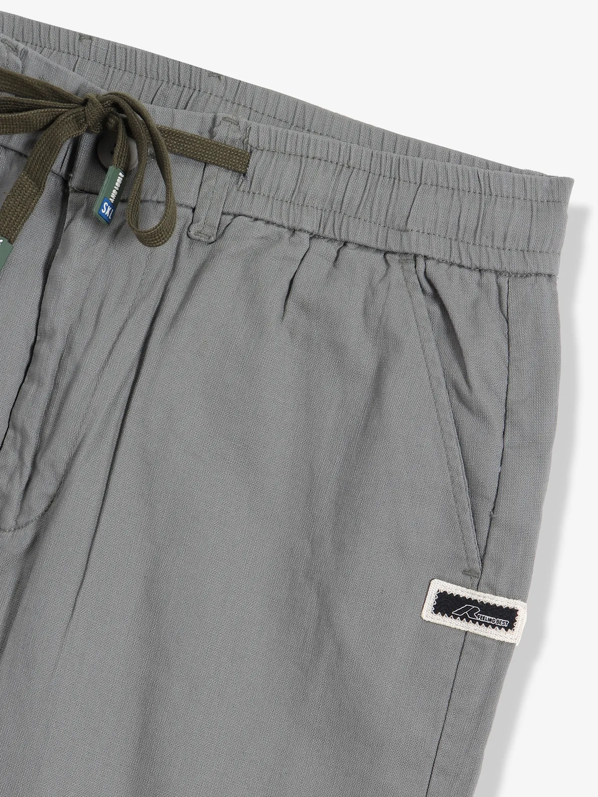 GS78 grey solid cotton track pant