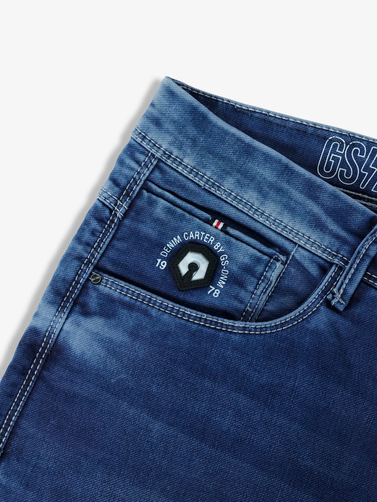 GS78 indigo blue washed slim fit jeans