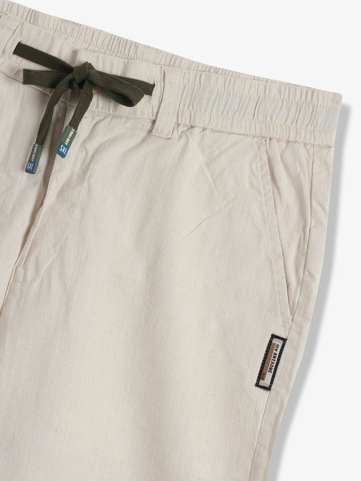 GS78 latest cream solid cotton shorts