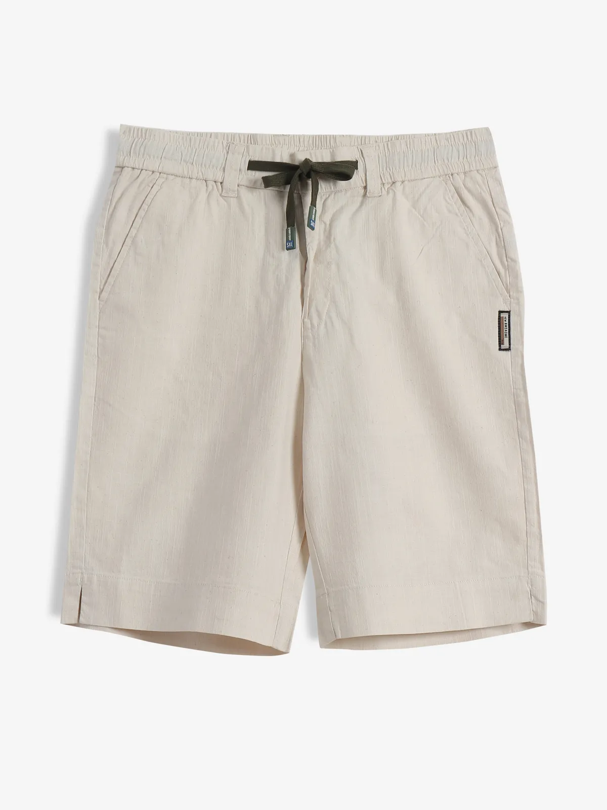 GS78 latest cream solid cotton shorts