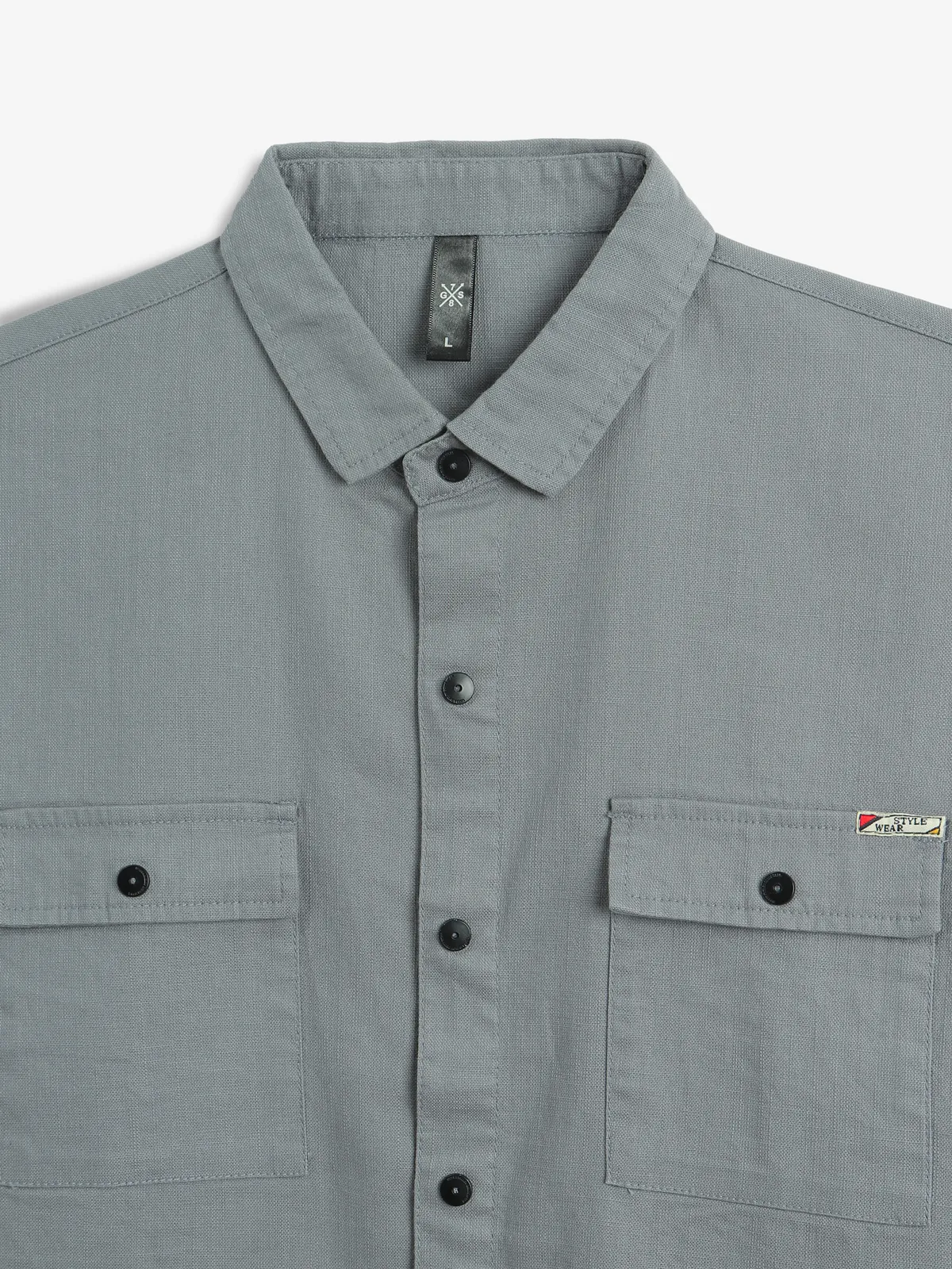 GS78 plain grey cotton casual shirt