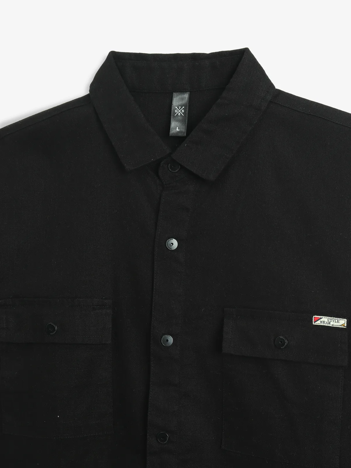 GS78 plian black cotton shirt
