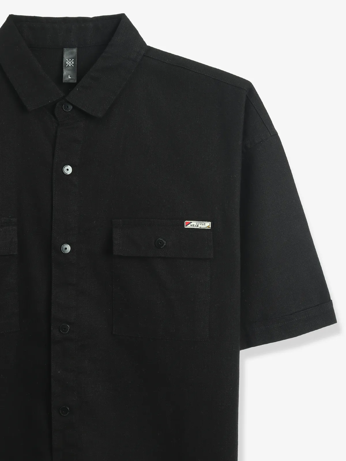 GS78 plian black cotton shirt