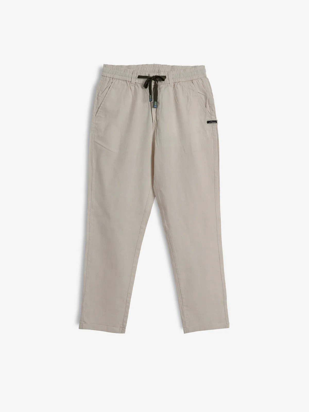 GS78 solid cream cotton track pant