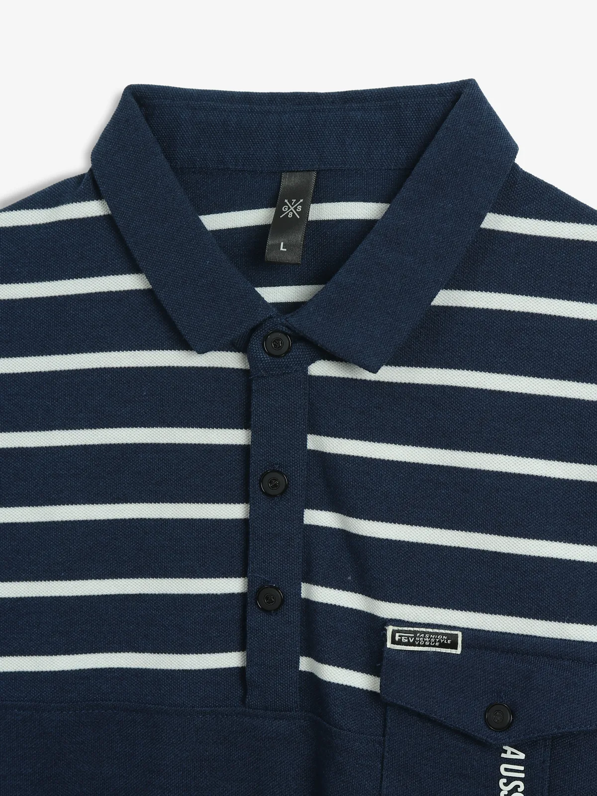 GS78 stripe navy cotton polo t-shirt